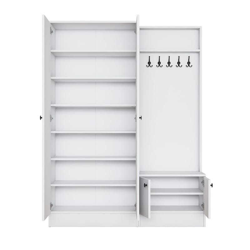 Eteiskaluste Wallxpert Eska (139,6 x 182,8 x 37,5 cm) valkoinen - Valkoinen - Huonekalut - Kalustesetit - Eteisen kalustesetit