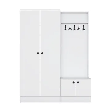 Eteiskaluste Wallxpert Eska (139,6 x 182,8 x 37,5 cm) valkoinen - Valkoinen - Huonekalut - Kalustesetit - Eteisen kalustesetit