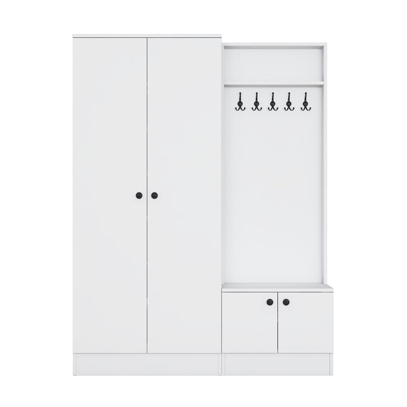Eteiskaluste Wallxpert Eska (139,6 x 182,8 x 37,5 cm) valkoinen - Valkoinen - Huonekalut - Kalustesetit - Eteisen kalustesetit