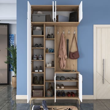 Eteiskaluste Wallxpert Fenn EA120 (120 x 240 x 37,5 cm) pähkinä/valkoinen - Pähkinä ja valkoinen - Huonekalut - Kalustesetit - Eteisen kalustesetit