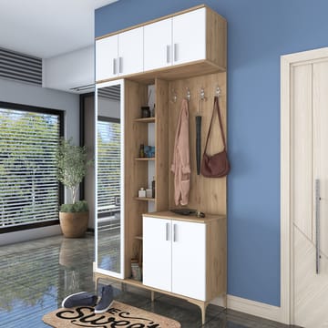 Eteiskaluste Wallxpert Fenn EA120 (120 x 240 x 37,5 cm) pähkinä/valkoinen - Pähkinä ja valkoinen - Huonekalut - Kalustesetit - Eteisen kalustesetit