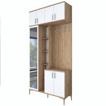 Eteiskaluste Wallxpert Fenn EA120 (120 x 240 x 37,5 cm) pähkinä/valkoinen - Pähkinä ja valkoinen - Huonekalut - Kalustesetit - Eteisen kalustesetit