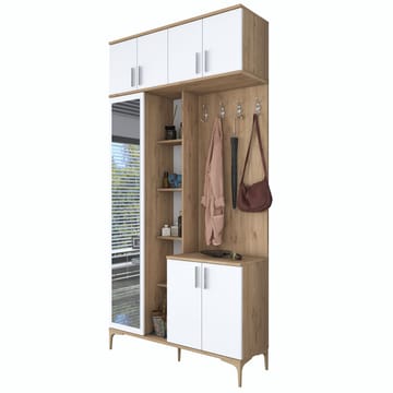 Eteiskaluste Wallxpert Fenn EA120 (120 x 240 x 37,5 cm) pähkinä/valkoinen - Pähkinä ja valkoinen - Huonekalut - Kalustesetit - Eteisen kalustesetit