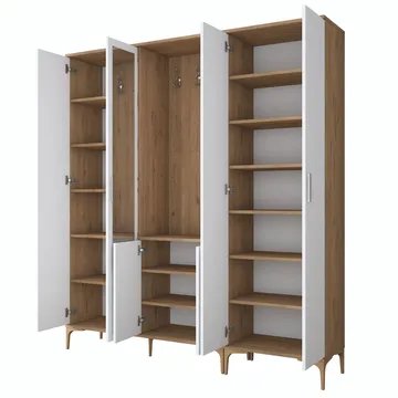 Eteiskaluste Wallxpert Gala-hylly EA 156 (180 x 198,6 x 37,5 cm) pähkinä/valkoinen - Pähkinä ja valkoinen - Huonekalut - Kalustesetit - Eteisen kalustesetit