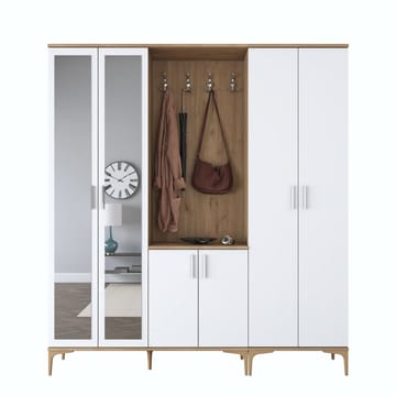 Eteiskaluste Wallxpert Gala Shelf EA154 (180 x 198,6 x 37,5 cm) Pähkinä/valkoinen - Pähkinä ja valkoinen - Huonekalut - Kalustesetit - Eteisen kalustesetit