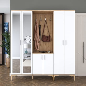 Eteiskaluste Wallxpert Gala Shelf EA154 (180 x 198,6 x 37,5 cm) Pähkinä/valkoinen - Pähkinä ja valkoinen - Huonekalut - Kalustesetit - Eteisen kalustesetit