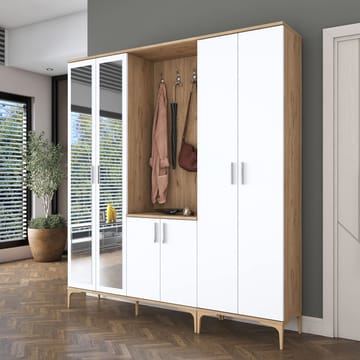 Eteiskaluste Wallxpert Gala Shelf EA154 (180 x 198,6 x 37,5 cm) Pähkinä/valkoinen - Pähkinä ja valkoinen - Huonekalut - Kalustesetit - Eteisen kalustesetit