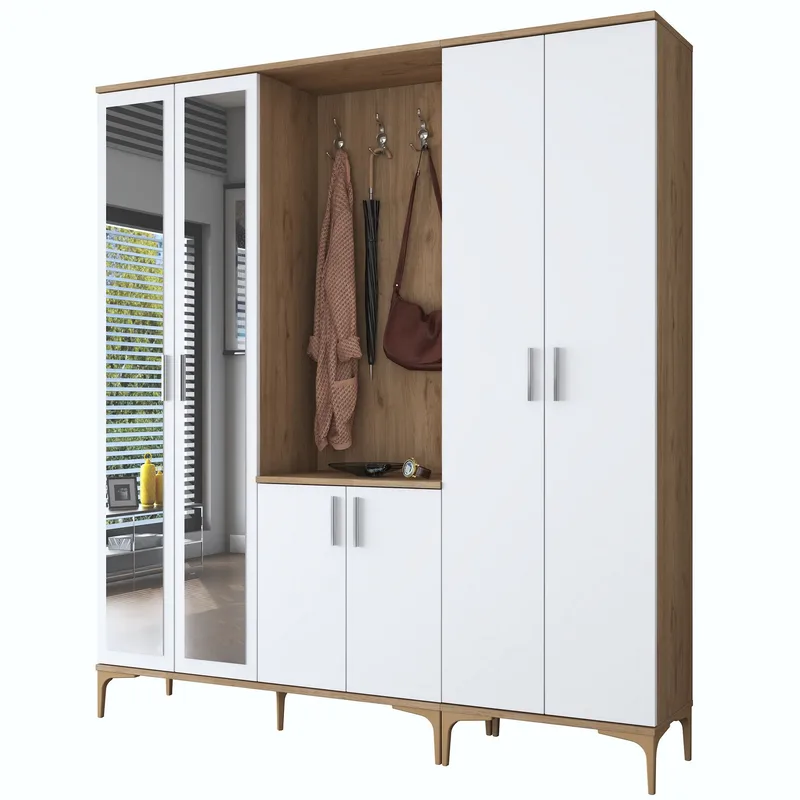 Eteiskaluste Wallxpert Gala Shelf EA154 (180 x 198,6 x 37,5 cm) Pähkinä/valkoinen, Pähkinä ja valkoinen