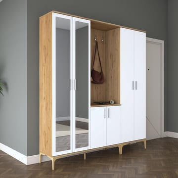 Eteiskaluste Wallxpert Gala Shelf EA154 (180 x 198,6 x 37,5 cm) Pähkinä/valkoinen - Pähkinä ja valkoinen - Huonekalut - Kalustesetit - Eteisen kalustesetit