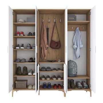 Eteiskaluste Wallxpert Gala Shelf EA154 (180 x 198,6 x 37,5 cm) Pähkinä/valkoinen - Pähkinä ja valkoinen - Huonekalut - Kalustesetit - Eteisen kalustesetit
