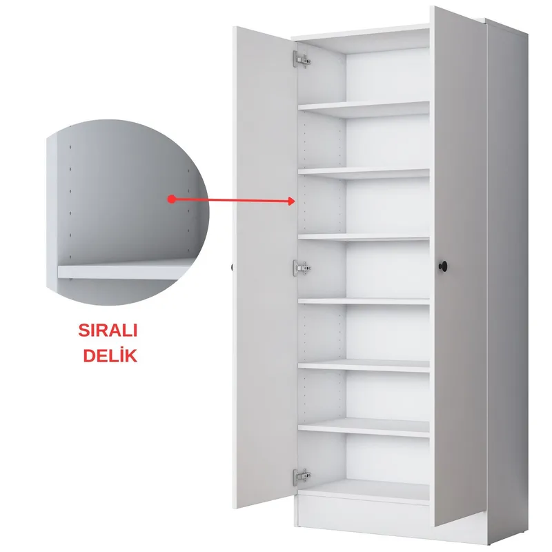 Eteiskaluste Wallxpert Hyla (199,4 x 182,2 x 37,5 cm) Valkoinen - Valkoinen - Huonekalut - Kalustesetit - Eteisen kalustesetit