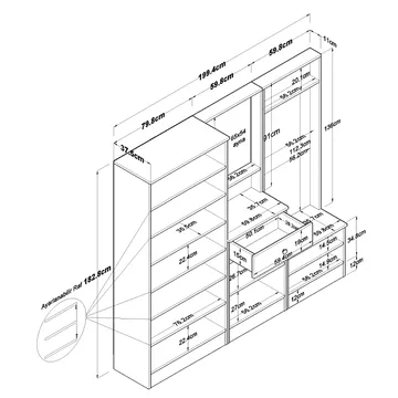 Eteiskaluste Wallxpert Hyla (199,4 x 182,2 x 37,5 cm) Valkoinen - Valkoinen - Huonekalut - Kalustesetit - Eteisen kalustesetit