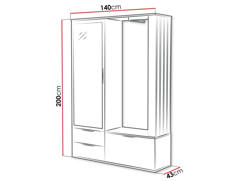 Faro eteiskalustesarja 140 cm - beige - Huonekalut - Kalustesetit - Eteisen kalustesetit