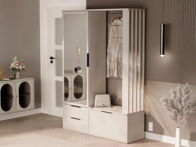 Faro eteiskalustesarja 140 cm - beige - Huonekalut - Kalustesetit - Eteisen kalustesetit