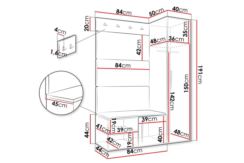 Farosa Hall -Huonekalusetti - Beige - Huonekalut - Kalustesetit - Eteisen kalustesetit
