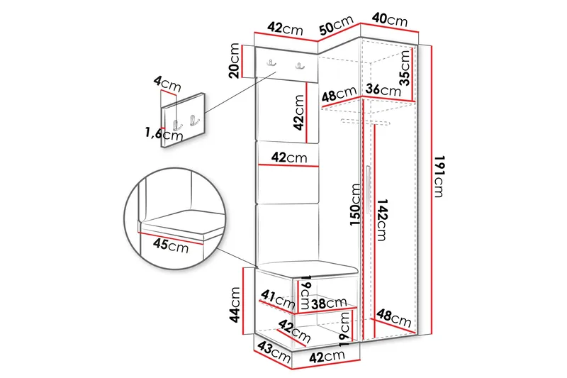 Farosa Hall -Huonekalusetti - Valkoinen - Huonekalut - Kalustesetit - Eteisen kalustesetit