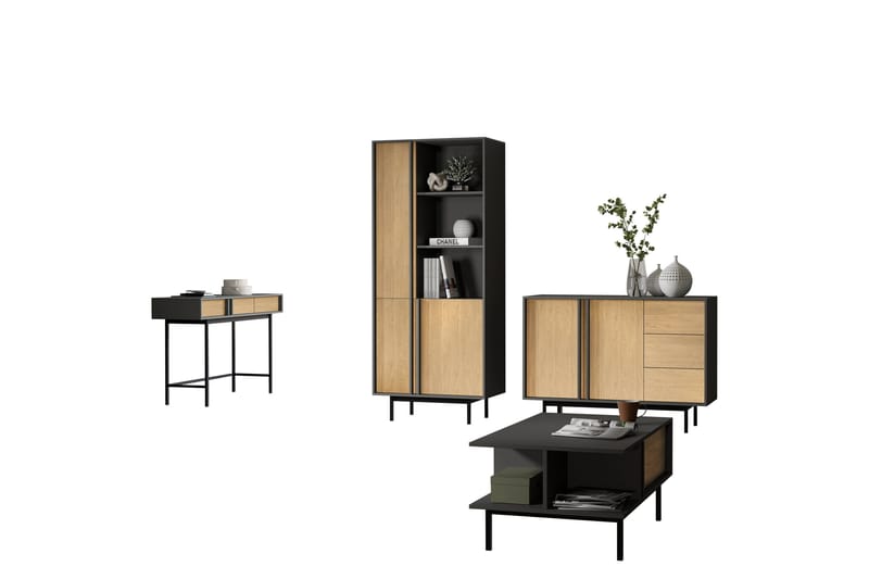 Farshian-Huonekalusetti Olohuoneeseen, Beige/Musta