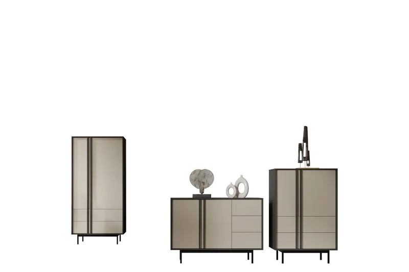 Farshian-Huonekalusetti Olohuoneeseen - Harmaa/Beige - Huonekalut - Kalustesetit - Olohuoneen kalustesetit