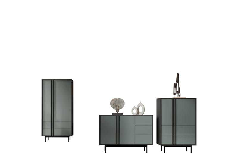 Farshian-Huonekalusetti Olohuoneeseen, Harmaa/Vihreä