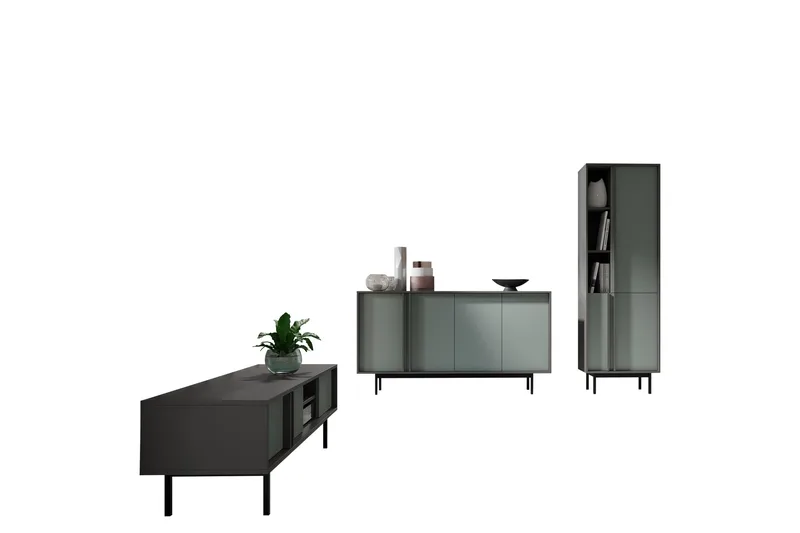 Farshian-Huonekalusetti Olohuoneeseen, Harmaa/Vihreä