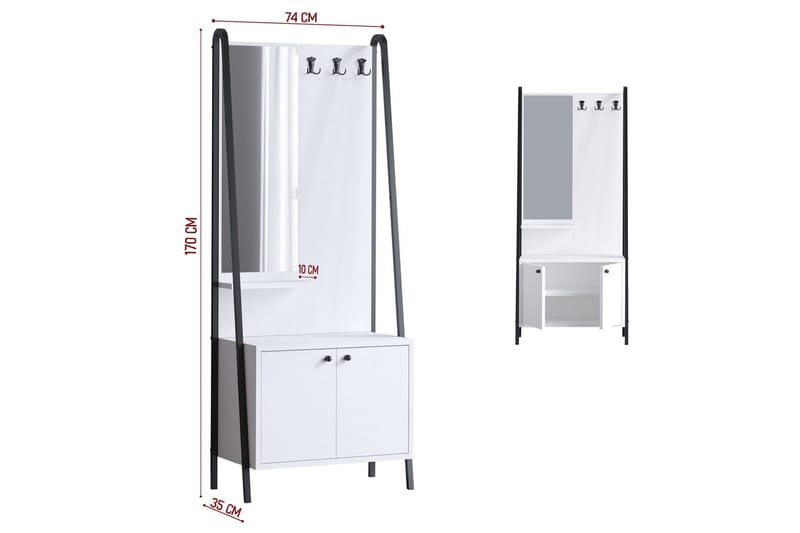 Favric Eteiskalustesetti - Musta/Valkoinen - Huonekalut - Kalustesetit - Eteisen kalustesetit