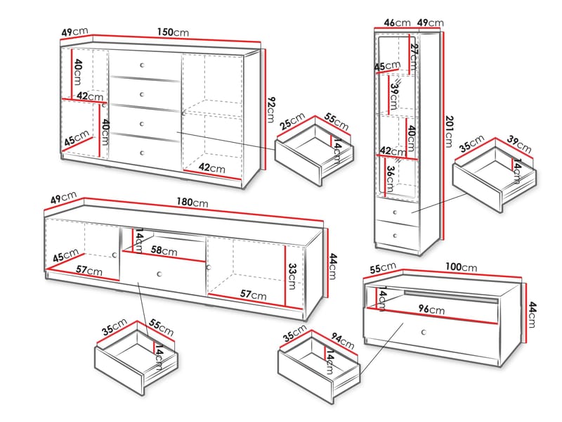 Fayric Olohuoneen kalustepaketti - Beige - Huonekalut - Kalustesetit - Olohuoneen kalustesetit
