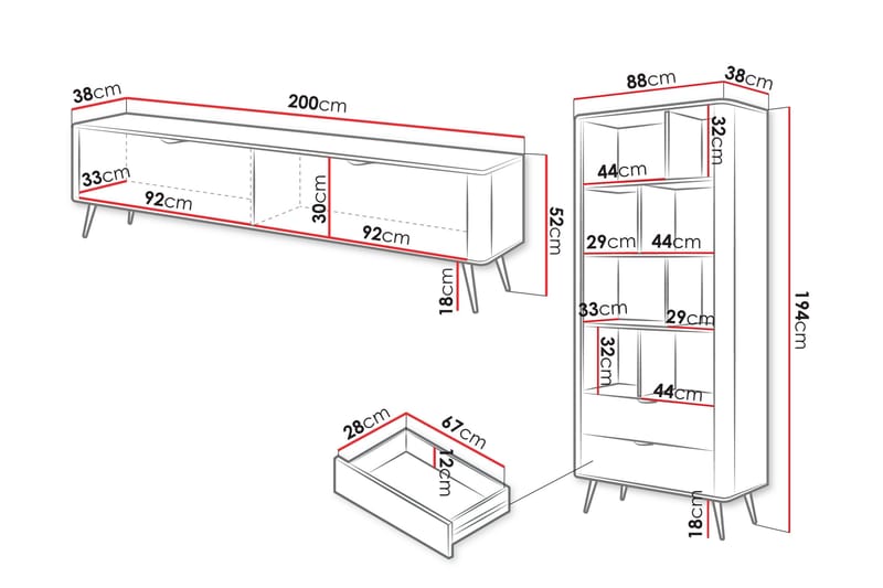 Forba Huonekalusetti Olohuoneeseen - Beige - Huonekalut - Kalustesetit - Olohuoneen kalustesetit