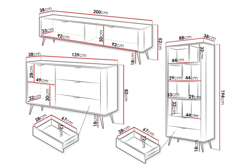 Forba Huonekalusetti Olohuoneeseen - Beige - Huonekalut - Kalustesetit - Olohuoneen kalustesetit