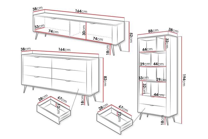 Forba Huonekalusetti Olohuoneeseen - Beige - Huonekalut - Kalustesetit - Olohuoneen kalustesetit
