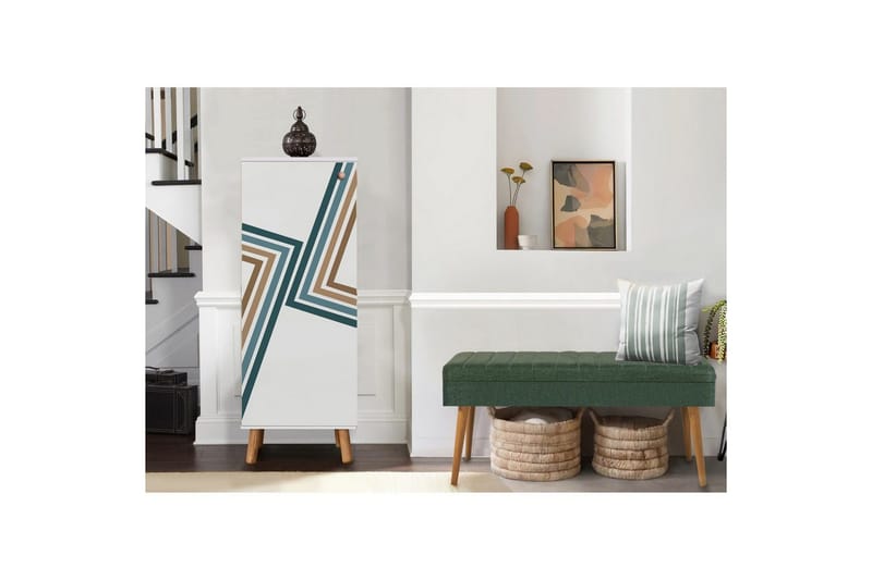 Gelsgan Eteiskalustesetti - Valkoinen/Vihreä - Huonekalut - Kalustesetit - Eteisen kalustesetit