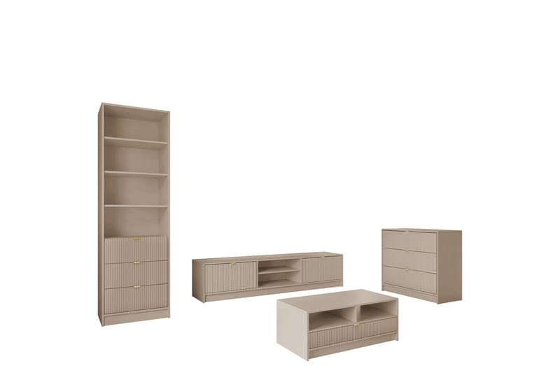 Gudelia-Huonekalusetti Olohuoneeseen - Beige - Huonekalut - Kalustesetit - Olohuoneen kalustesetit