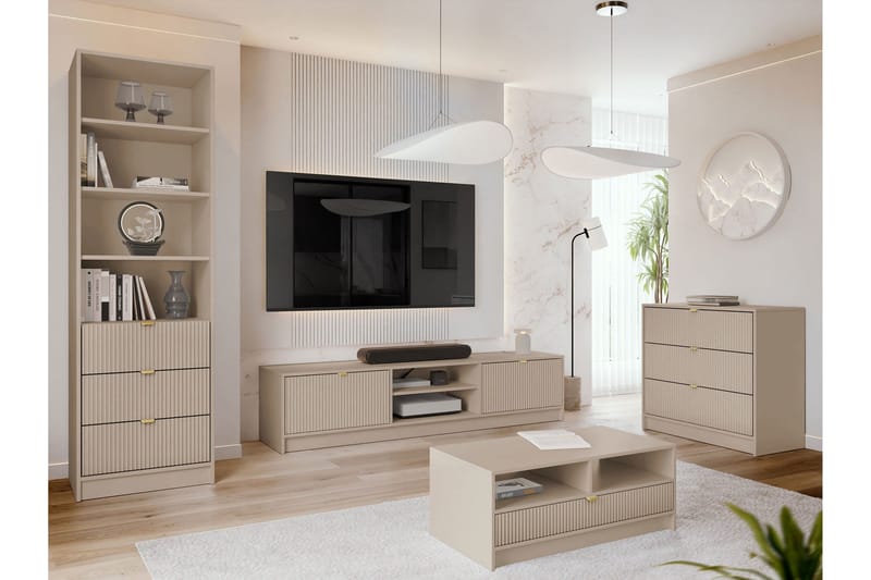 Gudelia-Huonekalusetti Olohuoneeseen - Beige - Huonekalut - Kalustesetit - Olohuoneen kalustesetit