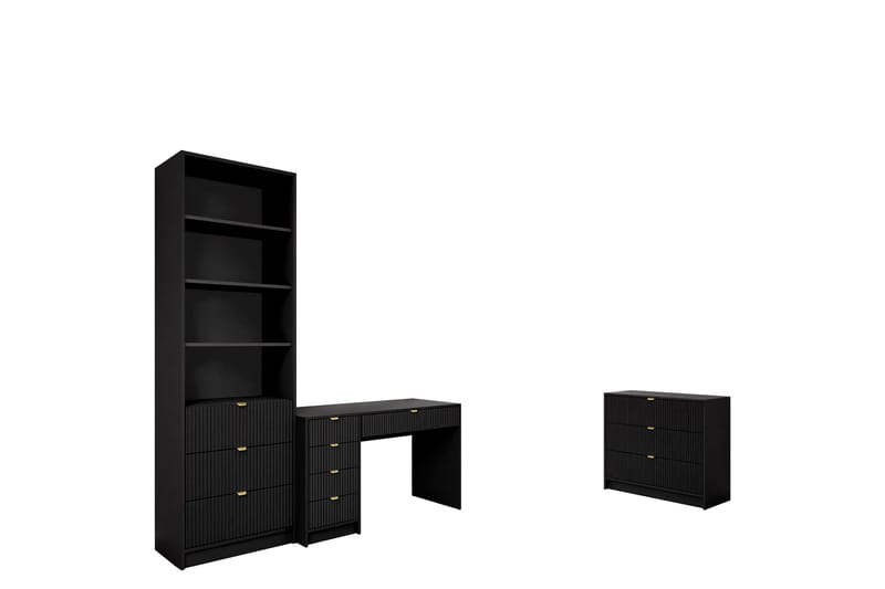 Gudelia-Huonekalusetti Olohuoneeseen - Musta - Huonekalut - Kalustesetit - Olohuoneen kalustesetit