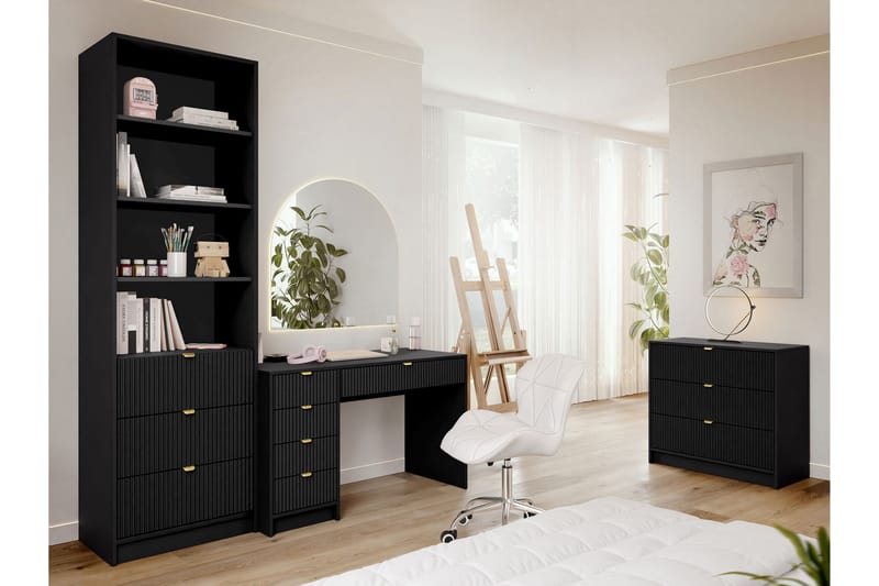 Gudelia-Huonekalusetti Olohuoneeseen - Musta - Huonekalut - Kalustesetit - Olohuoneen kalustesetit