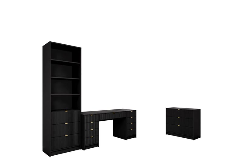 Gudelia-Huonekalusetti Olohuoneeseen - Musta - Huonekalut - Kalustesetit - Olohuoneen kalustesetit