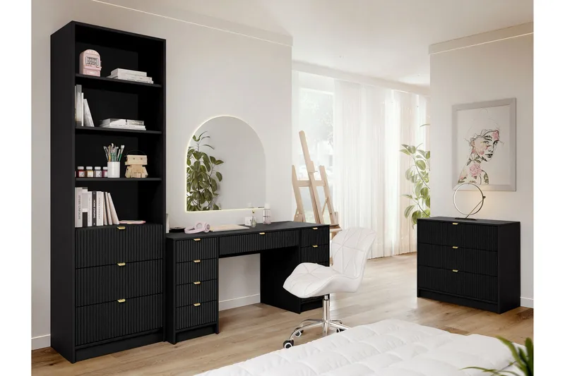 Gudelia-Huonekalusetti Olohuoneeseen - Musta - Huonekalut - Kalustesetit - Olohuoneen kalustesetit