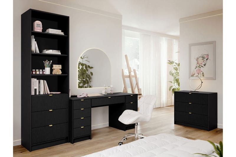 Gudelia-Huonekalusetti Olohuoneeseen - Musta - Huonekalut - Kalustesetit - Olohuoneen kalustesetit