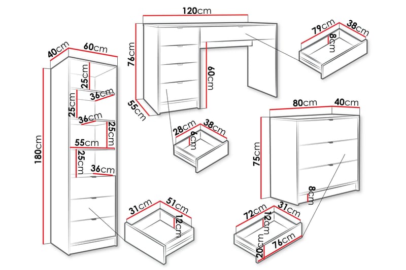 Gudelia-Huonekalusetti Olohuoneeseen - Musta - Huonekalut - Kalustesetit - Olohuoneen kalustesetit