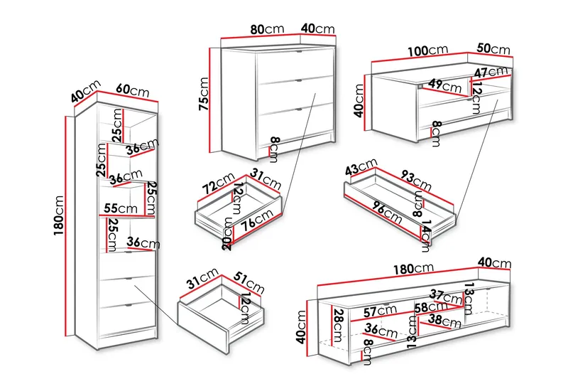 Gudelia-Huonekalusetti Olohuoneeseen - Musta - Huonekalut - Kalustesetit - Olohuoneen kalustesetit