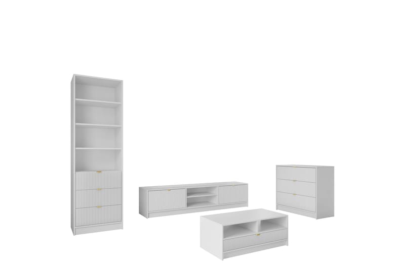 Gudelia-Huonekalusetti Olohuoneeseen - Valkoinen - Huonekalut - Kalustesetit - Olohuoneen kalustesetit