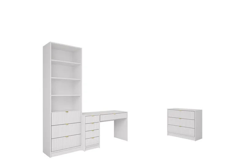 Gudelia-Huonekalusetti Olohuoneeseen - Valkoinen - Huonekalut - Kalustesetit - Olohuoneen kalustesetit