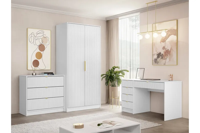 Gudelia-Huonekalusetti Olohuoneeseen - Valkoinen - Huonekalut - Kalustesetit - Olohuoneen kalustesetit