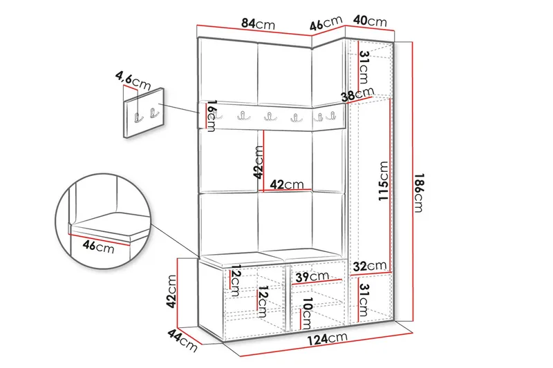 Hollan Eteiskalustepaketti - Huonekalut - Kalustesetit - Eteisen kalustesetit
