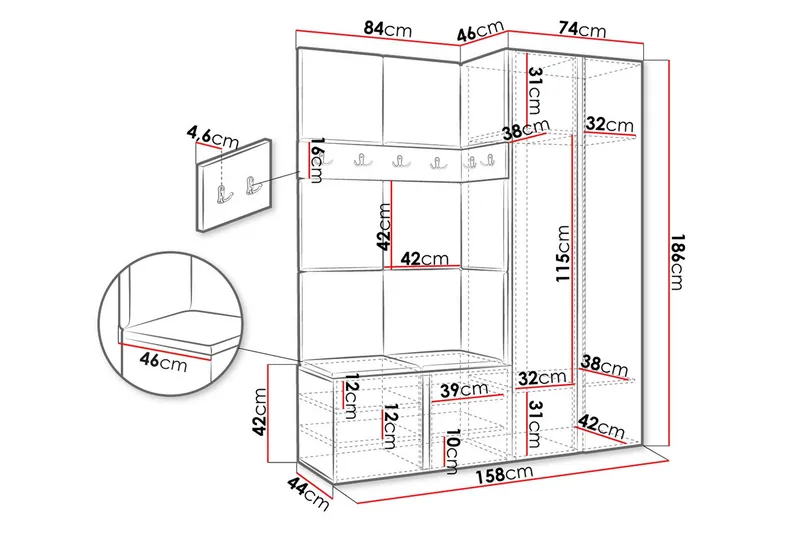 Hollan Eteiskalustepaketti - Huonekalut - Kalustesetit - Eteisen kalustesetit
