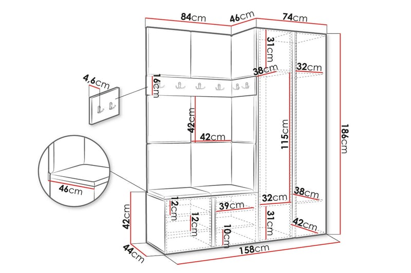 Hollan Eteiskalustepaketti - Huonekalut - Kalustesetit - Eteisen kalustesetit