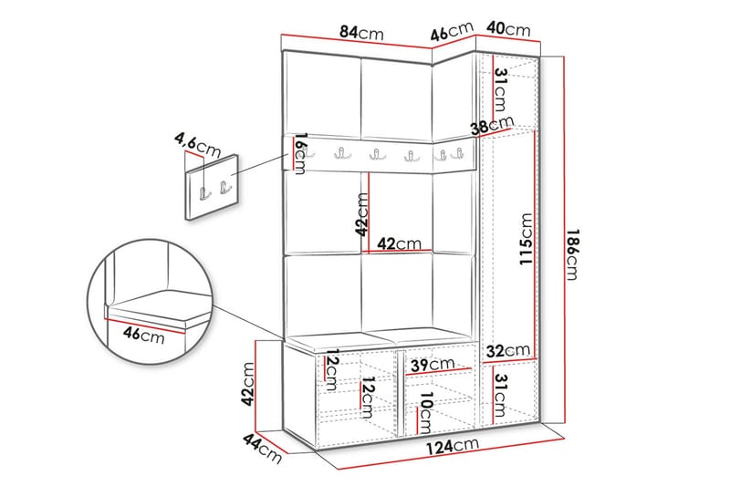 Hollan Eteiskalustepaketti - Huonekalut - Kalustesetit - Eteisen kalustesetit