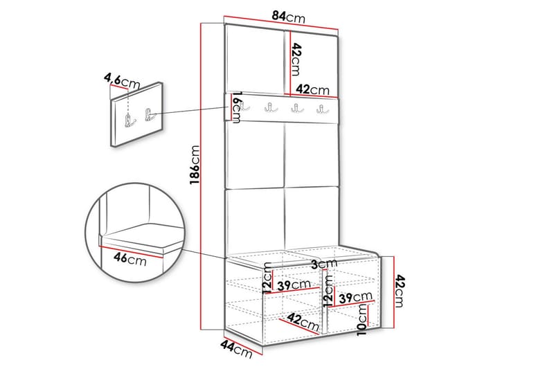 Hollan Hall Kalustesarja - Beige - Huonekalut - Kalustesetit - Eteisen kalustesetit