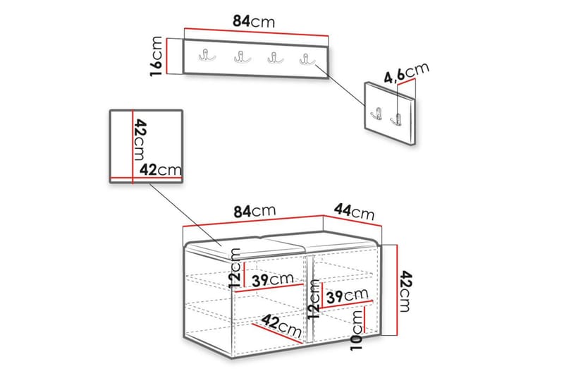 Hollan Hall Kalustesarja - Harmaa - Huonekalut - Kalustesetit - Eteisen kalustesetit