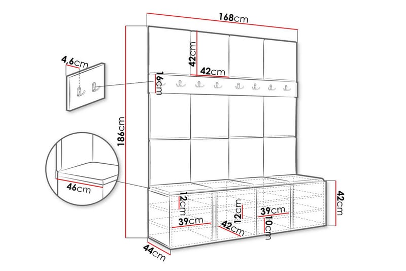 Hollan Hall Kalustesarja - Harmaa - Huonekalut - Kalustesetit - Eteisen kalustesetit