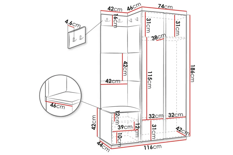 Hollan Hall Kalustesarja - Harmaa/Beige - Huonekalut - Kalustesetit - Eteisen kalustesetit
